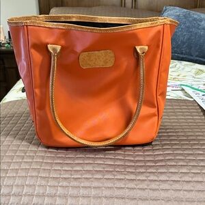 Orange Leather Tote Bag